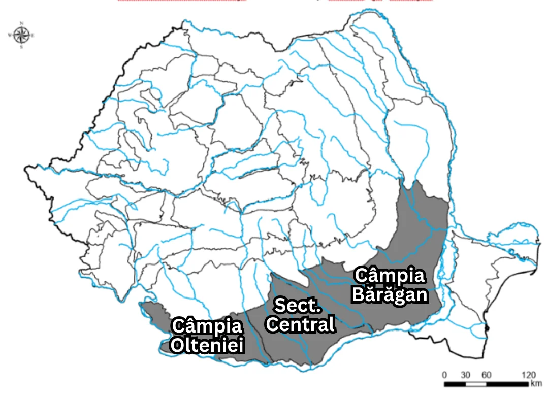 Harta Câmpiei Române, din cursul GEO BRX