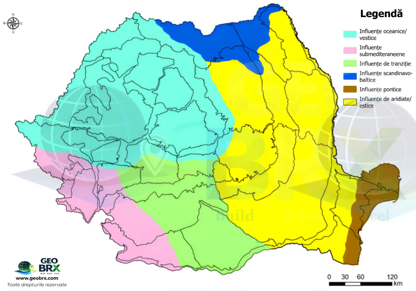 Harta influențelor climatice din România